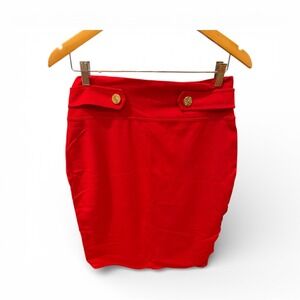 Hybrid & Company Red Button Detail Pencil Skirt Women's Size medium